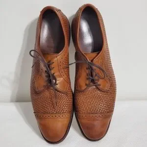 Allen Edmonds Clifton Cognac Leather Toe Cap Dress Shoes Mens Size 11.5B USA Allen Edmonds Mens Dress Shoes Clifton Derby Oxfords Walnut  main image 3